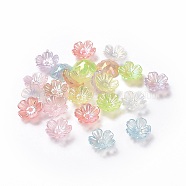 Transparent Acrylic Beads Caps, 5-Petal Flower, AB Color, Mixed Color, 10.5x10.5x4mm, Hole: 1.6mm, about 4166pcs/500g(OACR-E013-01)