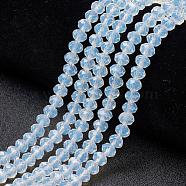 Glass Beads Strands, Imitation Jade, Faceted, Rondelle, Clear, 4x3mm, Hole: 0.4mm, about 113~115pcs/strand, 41~42cm(EGLA-A034-J4mm-D06)