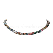 Glass Cube Beaded Necklace with 304 Stainless Steel Clasps, Colorful, 17.99 inch(45.7cm)(NJEW-JN04400)