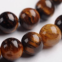 tigre naturel pierres précieuses d'oeil rangées de perles rondes, 6 mm, trou: 1 mm, environ 63 pcs / brin, 14.9 pouces