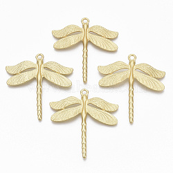 Alloy Big Pendants, Matte Style, Cadmium Free & Nickel Free & Lead Free, Dragonfly, Real 14K Gold Plated, 53.5x50x3mm, Hole: 3mm(X-PALLOY-R113-016-NR)