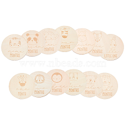 Wooden Cards, Flat Round with Mixed Animals, BurlyWood, 100x3mm, 13pcs/set(AJEW-WH0162-84)