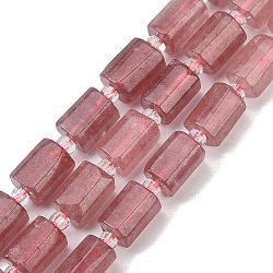 Natural Strawberry Quartz Beads Strands, Faceted, Column, with Seed Beads, 12x8mm, Hole: 1.2mm, about 26pcs/strand, 15.35''(39cm)(G-G162-D06-01)