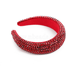 Rhinestone Crystal Hair Bands, Wide Plastic Hair Bands, Hair Accessories for Women, Dark Red, 170x155x45mm(OHAR-PW0001-182E)