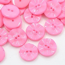 Acrylic Sewing Buttons, Plastic Buttons for Costume Design, 2-Hole, Dyed, Flat Round, Pink, 25x4mm, Hole: 2mm(BUTT-E073-A-08)