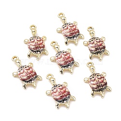 Alloy Enamel Pendants, Light Gold, Tortoise, Brown, 24~24.5x13.5x5mm, Hole: 1.8mm(FIND-E031-01LG-06)