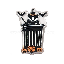 Halloween Theme Opaque Acrylic Pendants, Raccoon, Black, 41x27.5x1.8mm, Hole: 2.2mm(SACR-S034-08A)