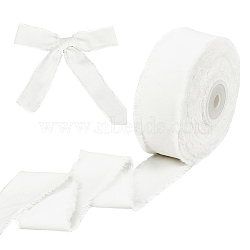 10 Yards Velvet Frayed Ribbon, Raw Edged Ribbon, White, 1-1/2 inch(38mm), about 10.00 Yards(9.14m)/Skein(SRIB-WH0011-226A)