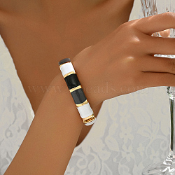 Alloy Enamel Hinged Bangles for Women, Real 18K Gold Plated(QF6710)