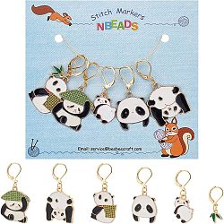 6Pcs 6 Style Panda & Bamboo Leaf Alloy Enamel Dangle Leverback Earrings for Women, Golden, Mixed Color, 27.5~43mm, Pin: 0.8mm, 1pc/style(HJEW-NB0001-37)