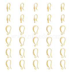 DICOSMETIC 30Pcs 3 Style Rack Plating Brass Earring Hooks, with Loops, Long-Lasting Plated, Lead Free & Cadmium Free, Golden, 14~17x0.3~2.5mm, Hole: 1.2~2.2mm, 21 Gauge, Pin: 0.7mm, 10Pcs/style(KK-DC0002-02)