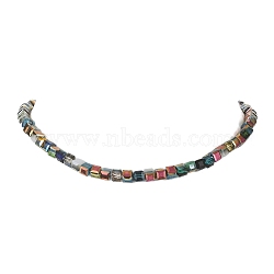 Glass Cube Beaded Necklace with 304 Stainless Steel Clasps, Colorful, 17.99 inch(45.7cm)(NJEW-JN04400)