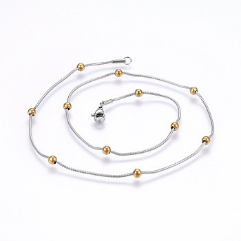 304 Stainless Steel Snake Chain Necklaces, with Lobster Claw Clasps, Golden & Stainless Steel Color, 17.7 inch(45cm), 1.2mm