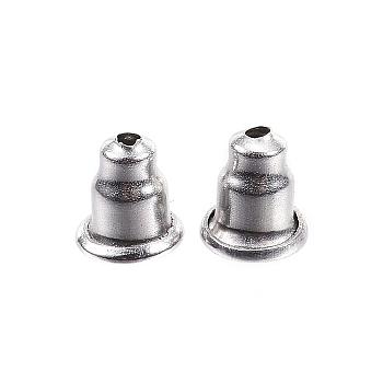 304 Stainless Steel Ear Nuts, Earring Backs, Stainless Steel Color, 6x5mm, Hole: 1mm