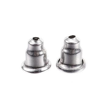 Tarnish Resistant 304 Stainless Steel Ear Nuts, Earring Backs, Stainless Steel Color, 6x5mm, Hole: 1mm