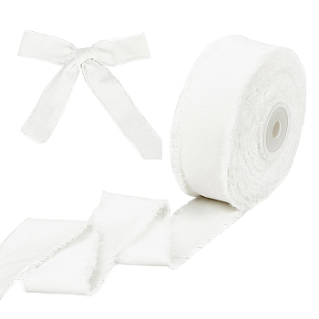 10 Yards Velvet Frayed Ribbon, Raw Edged Ribbon, White, 1-1/2 inch(38mm), about 10.00 Yards(9.14m)/Skein