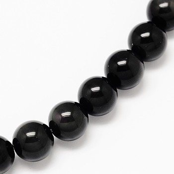 Natural Obsidian Round Beads Strands, 16mm, Hole: 1.2~1.3mm, about 25pcs/strand, 15.70''(39.87cm)