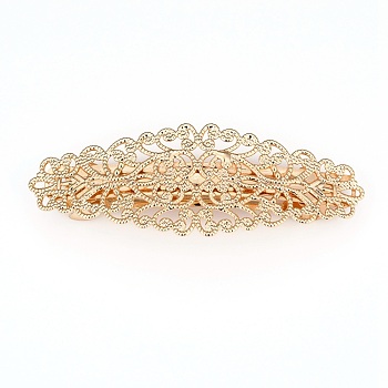 Brass Alligator Hair Clips, Long-Lasting Plated, Flower, Real 14K Gold Plated, 64x23.5x9mm