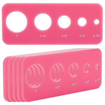 Acrylic Safety Eye Insertion Tool for Toy Making, Doll Eyeball Gauge Board, Rectangle, Hot Pink, 50x120x3mm, Hole: 6~25mm