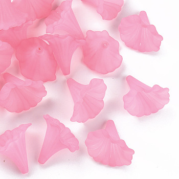 Transparent Acrylic Beads, Calla Lily, Frosted, Pearl Pink, 40.5x33x35mm, Hole: 1.8mm, about 135pcs/500g