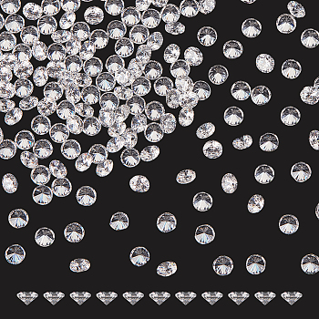 200PCS Cubic Zirconia Cabochons, Grade A, Faceted, Diamond, Clear, 3x2mm