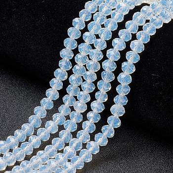 Glass Beads Strands, Imitation Jade, Faceted, Rondelle, Clear, 4x3mm, Hole: 0.4mm, about 130pcs/strand, 16.54 inch(42cm)