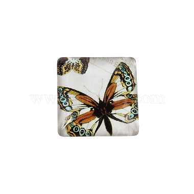 Butterfly Printed Glass Square Cabochons(GGLA-N001-10mm-C)-2