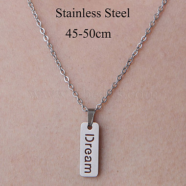201 Stainless Steel Word Dream Pendant Necklace(NJEW-OY001-51)-3