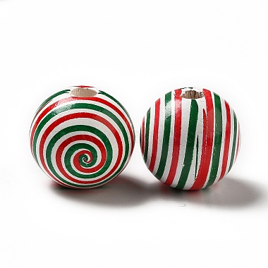 Christmas Theme Printed Natural Wooden Beads(WOOD-L020-A06)-2