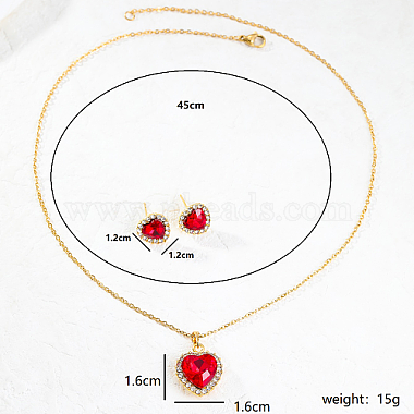 Alloy Heart Stud Earring & Pendant Necklaces(MV2804)-4