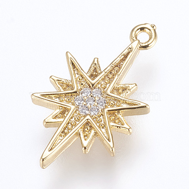 Golden Clear Star Brass+Cubic Zirconia Pendants
