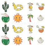40Pcs 8 Styles Alloy Enamel Pendants, Golden, Mixed Shapes, 13~25.5x12.5~22x1.5~2mm, Hole: 1.5~2mm, 5pcs/style(ENAM-CJ0006-10)