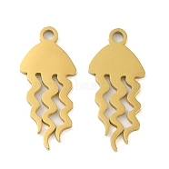 Ion Plating(IP) 304 Stainless Steel Pendants, Laser Cut, Jellyfish Charm, Golden, 19x8.5x1mm, Hole: 1.6mm(STAS-J042-19G)