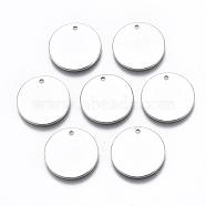 Brass Pendant, Long-Lasting Plated, Stamping Blank Tag, Nickel Free, Flat Round, Silver Color Plated, 16x1mm, Hole: 1.5mm(KK-G332-03S-NF)