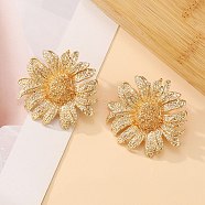 Flower Alloy Stud Earrings for Women, Light Gold, 48x50mm(EJEW-A112-08KCG)