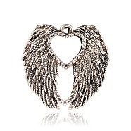Heart Wing Tibetan Style Alloy Pendants, Antique Silver, 45x44x4.5mm, Hole: 3mm(PALLOY-I114-52AS)