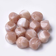 Acrylic Beads, Imitation Gemstone Style, Nuggets, Rosy Brown, 15.5x12x12mm, Hole: 1.8mm(X-OACR-T007-08B)