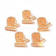 Christmas Theme Resin Cabochons, for Jewelry Making, Glove Shaped Biscuit, Imitation Food, Orange, 23.5x22x5mm(RESI-CJC0001-37G)