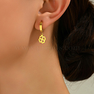 Fashionable Clover Brass Hoop Earrings, Real 18K Gold Plated, 28x9mm(HI5934)