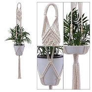 Cotton Macrame Plant Hangers, Boho Style Hanging Planter Baskets, Wall Decorative Flower Pot Holder, Snow, 950mm(MAKN-PW0001-040C)