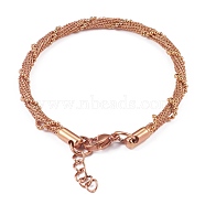 304 Stainless Steel Mesh Chain Bracelets, with Lobster Claw Clasps, Rose Gold, 7-5/8 inch(19.5cm)(STAS-A039-07RG)