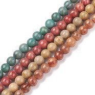 Natural Silver Line Jasper Beads Strands, Dyed & Heated, Round, Mixed Color, 4~4.5mm, Hole: 1mm, about 91~98pcs/strand, 14.96~15.35(38~39cm)(G-P451-02C)