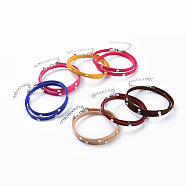 (Jewelry Parties Factory Sale)Faux Suede Cord Wrap Bracelets, Double Loops, with Acrylic Rhinestone, 304 Stainless Steel Lobster Claw Clasps and Iron Findings, Mixed Color, 14-5/8 inch(37cm)(BJEW-JB04413)