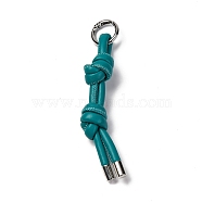 Imitation Leather Keychain, with Platinum Alloy Finding, for Bag Car Pendant Decoration, Dark Cyan, 12cm(KEYC-K023-02P-01)