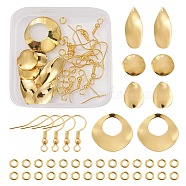 DIY Geometry Earring Making Kit, Including Teardrop & Flat Round & Oval Brass Pendants & Jump Rings, Iron Earring Hooks, Golden, 28Pcs/box(DIY-YW0007-29)