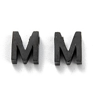304 Stainless Steel Charms, Alphabet, Electrophoresis Black, Letter.M, 8x7x3mm, Hole: 1.8mm(STAS-K216-41M-EB)