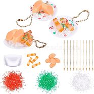Olycraft DIY Imitation Food Jewelry Making Finding Kits, Including Hot Pepper Slice & Rice & Streaky Pork PVC & ABS Plastic Pretending Prop Decorations, Iron Ball Chains, Mixed Color(DIY-OC0009-37)