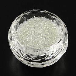 Translucence DIY 3D Nail Art Decoration Mini Glass Beads, Tiny Caviar Nail Beads, White, 0.6~0.8mm(X-MRMJ-R038-B01)