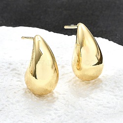 Brass Half Hoop Earrings, Crescent Moon Earrings, with Steel Pin and Plastic Ear Nuts, Long-Lasting Plated, Real 18K Gold Plated, 19.7x16.5x9mm, Pin: 0.7mm(X-EJEW-H104-18G)