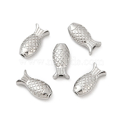 304 Stainless Steel Beads, Fish, Stainless Steel Color, 4.5x9x2.5mm, Hole: 1mm(X-STAS-Q358-02P)